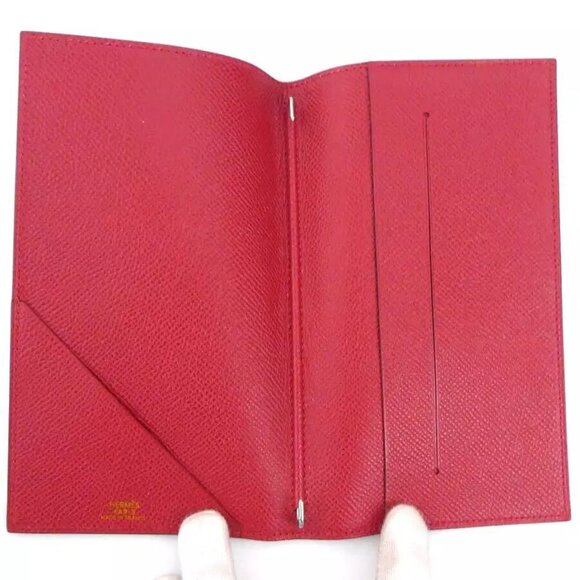 Auth HERMES Agenda/Note Cover Brown/Red Leather - e59922g - Picture 4 of 11